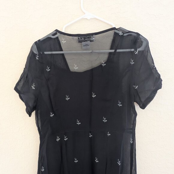 Vintage Victoria Holley 2 Piece Sheer Maxi Dress Buttons Size PM 90s - Picture 12 of 14